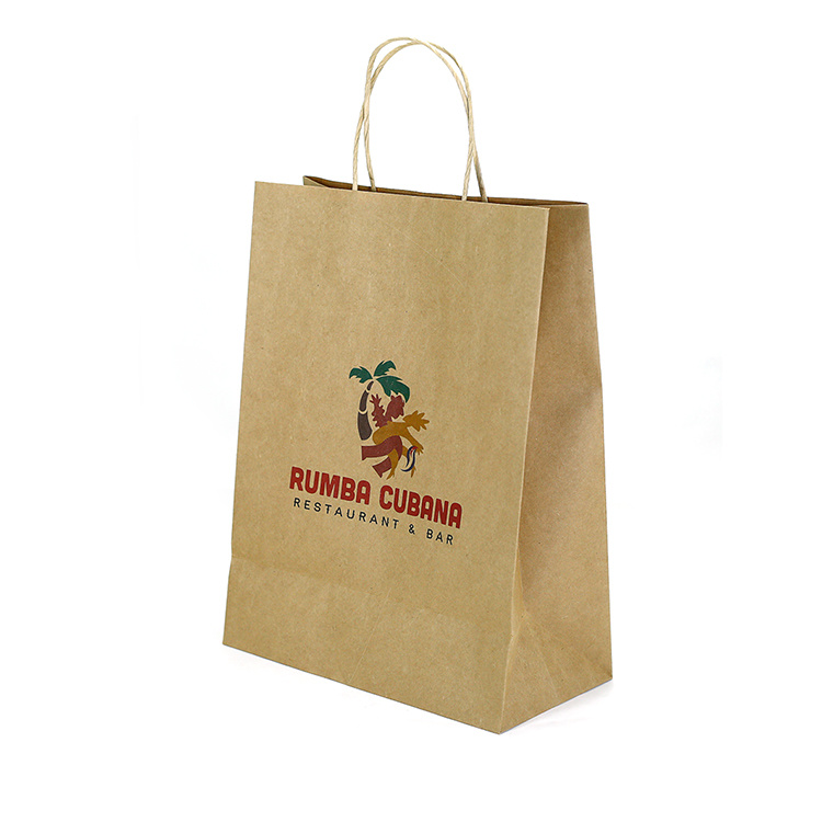 You Own Logo Print Brown Kraft Paper Retail Shopping Bags