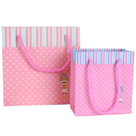 Pink Color Ladies Underwear Paper Shopping Bag Christmas Apparel Packaging