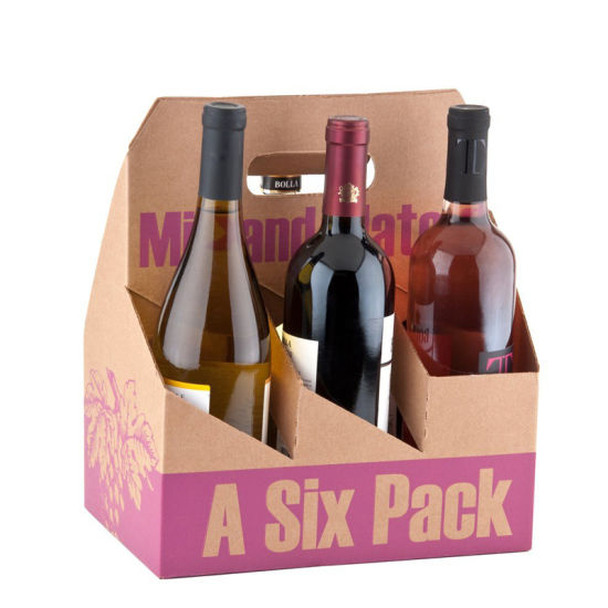 Customized Color Printing Wine Beer Gift Carrier Kraft Paper Divider Boxes