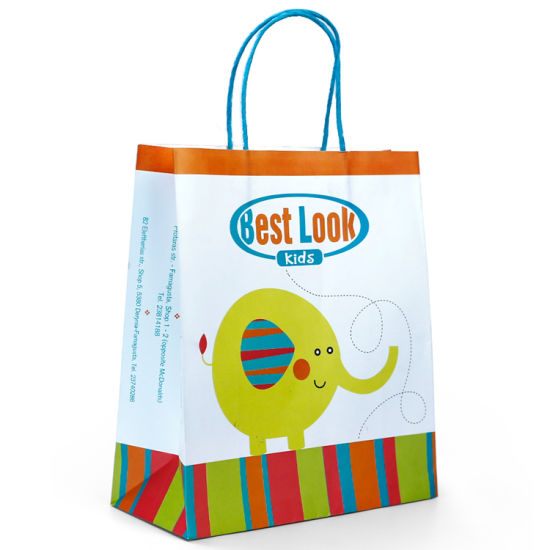Cartoon Logo Printed Fashion Style Kraft Paper Gift Bag