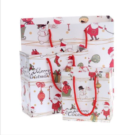 Risana božična papirnata darilna papirnata vrečka in ročaj za pakiranje Božična darilna vrečka Nakupovanje piškotkov