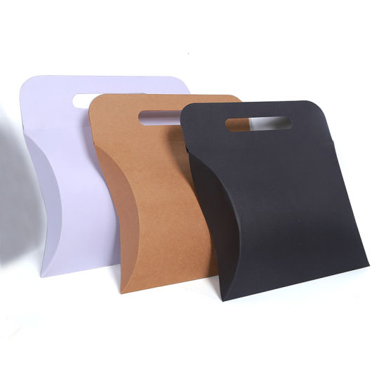 I-Kraft Pillow Box ene-Die Cut Handle Logo Printing