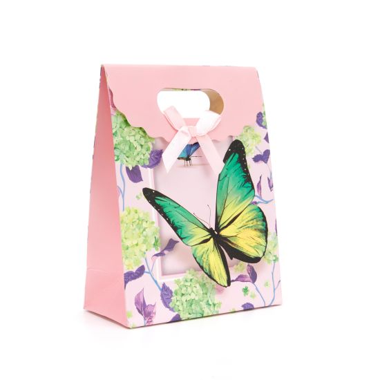 Bolsas de regalo de dulces de papel exquisitas a la moda, bolsas de papel con asa de flores de flamenco, suministros de regalo para fiestas de cumpleaños