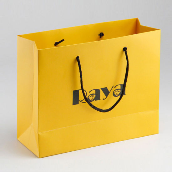 Customized Logo Printed Yellow Matte Paper Shopping Bags