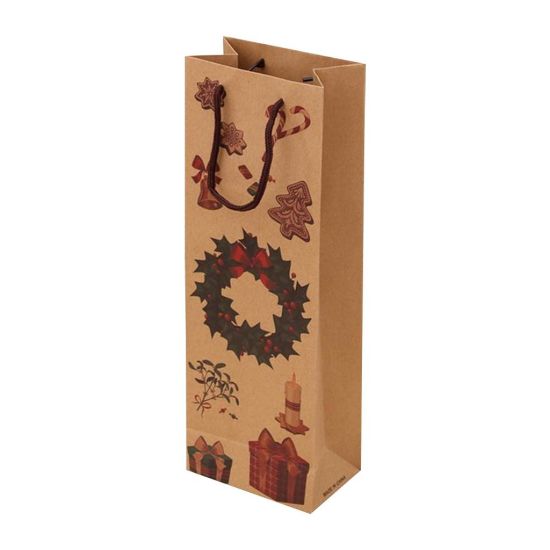 Reusable Present Christmas Packaging Kraft Paper Wine Bottle Gift Bags Paper Bag