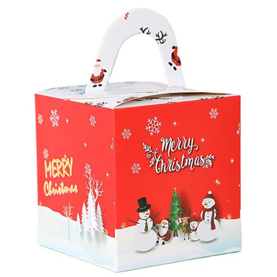 קופסת מתנה לחג המולד קופסת אחסון נייר מתנה מסיבת טיפול תפוחים ממתקים תיק אריזה תיק חג המולד עוגיות