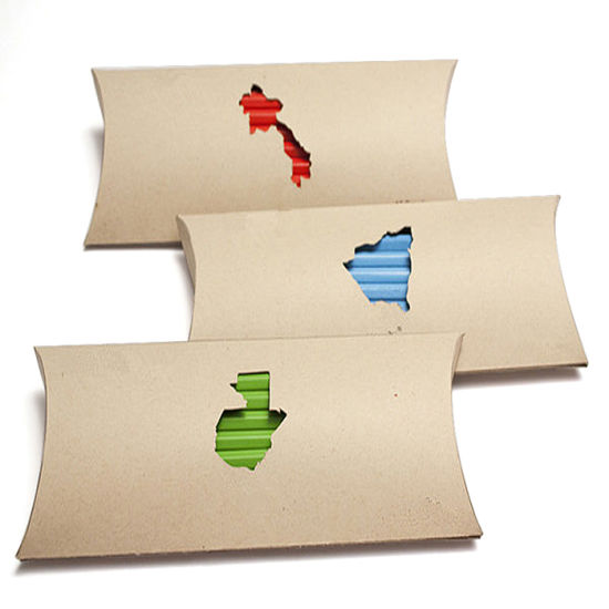 Biodegradable Die Cut Window Kraft Paper Pencil Packaging Pillow Box