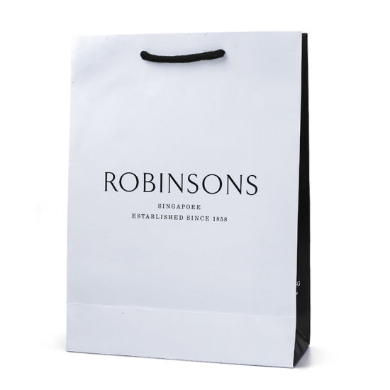 Prilagođena luksuzna torba za kupovinu od recikliranog bijelog papira za pakiranje poklona s ručkom od užeta