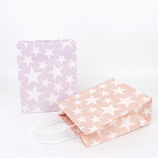 Darčeková papierová taška do dverí s bielym kraftovým dizajnom Stars Design na nákupy