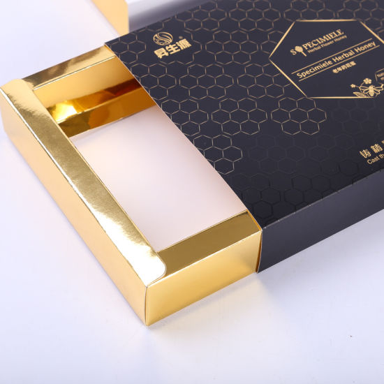 ການຫຸ້ມຫໍ່ Bee Gold Paper Drawer Box