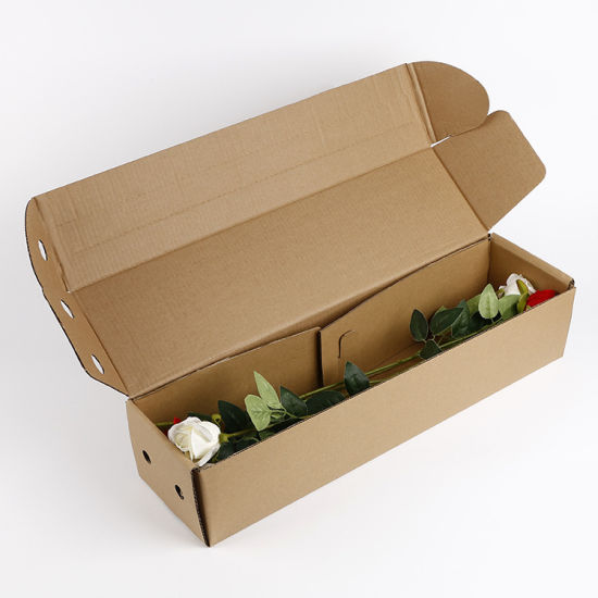 צבע גלי חום הדפסת קראפט קופסת פרחים מתקפלת