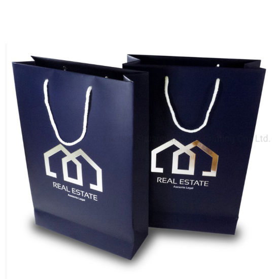 Luxury Color Printed Silver Foil Hot Stamp Logo Paper Bags
