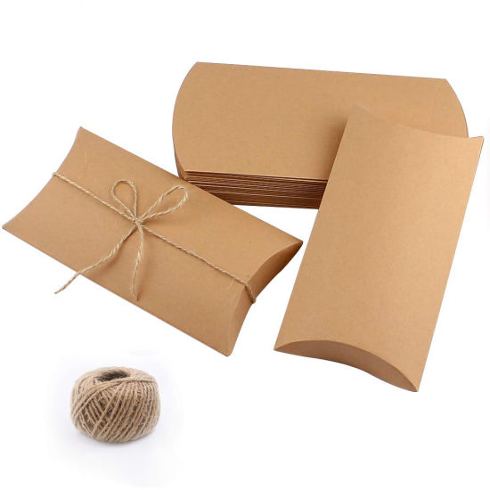 Custom nga Logo Printed Packaging Brown Kraft Paper Pillow Gift Box